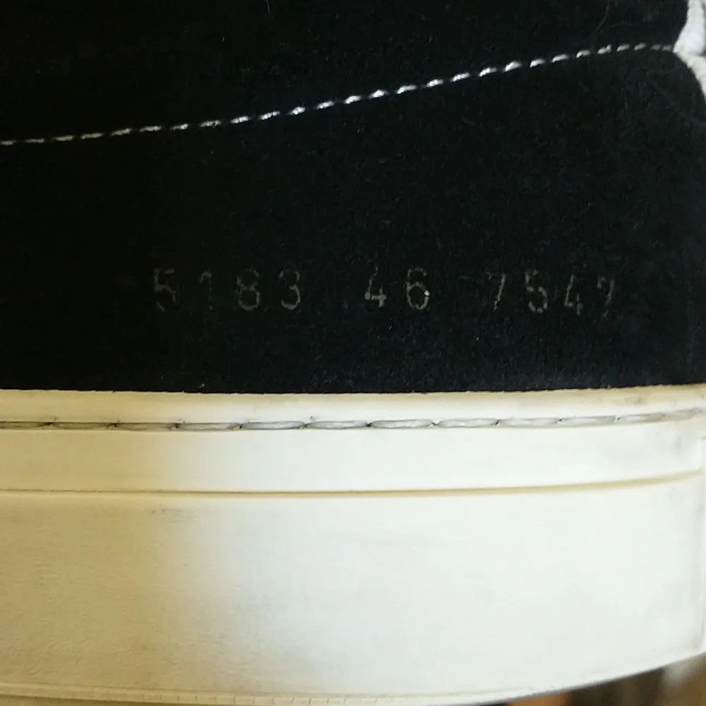 Common Projects Men's Black and White Slip-On Sneakers/Loafers, Size 13